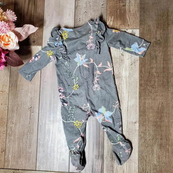 Jessica Simpson Baby Girl Floral Footed Sleeper Pajamas Size 3/6M - Picture 10 of 11